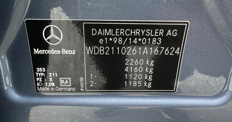 Mercedes-Benz Klasa E cena 29900 przebieg: 295189, rok produkcji 2002 z Elbląg małe 667